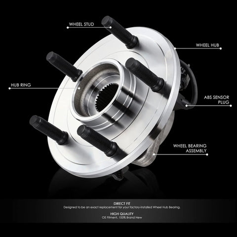 Factory Style Front Wheel Bearing Hub Assembly With ABS Sensor Plug For Dodge Ram 1500 4x4 2002-2005 Replacement shown
