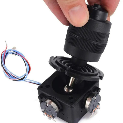 4 Axis Joystick Potentiometer Momentary Button With Wire 10K Ohm 4D Control Module in black plastic with wiring