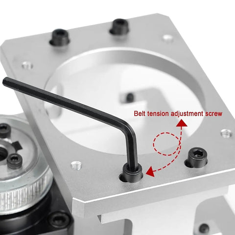 Heavy Duty Hollow Rotary Actuator With Top Shelf Accuracy Rotating Platform For 86 Stepper Motor showing belt tension adjustment screw.