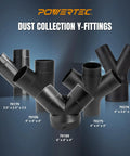 Black Y Fitting Dust Collector Reducer 6 Inch To 4 Inch Hose Adapter for woodworking dust collection system, three-hole connector