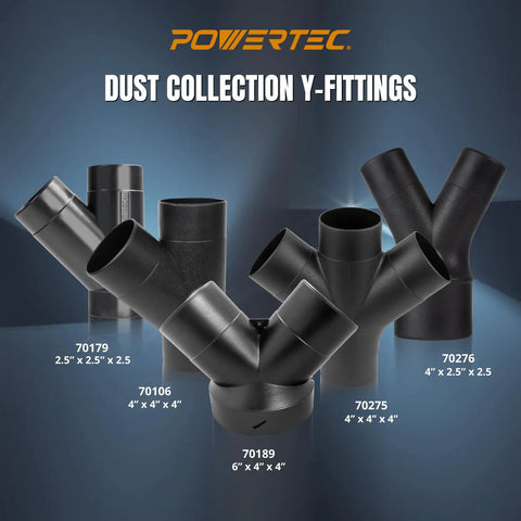 Black Y Fitting Dust Collector Reducer 6 Inch To 4 Inch Hose Adapter for woodworking dust collection system, three-hole connector