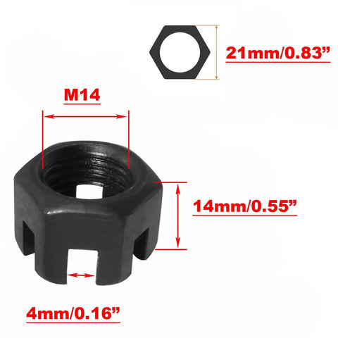 No Nonsense Workhorse 6 Pack M14 X 1.5 Hex Slotted Nuts Grade 8.8 Carbon Steel Black Oxide Finish High Tensile Hardware Fasteners For Heavy Machinery And Engine Build