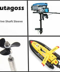 Beefed Up RC Boat Drive Shaft Propeller Kit With 300mm Shaft 250mm Sleeve And 36mm Prop For 2.30mm Motor Shafts Built For High Speed Whirl And Long Lasting Bearings For RC Enthusiasts, collage with black propeller and yellow model boat