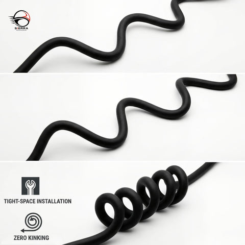 Silicone Vacuum Hose Kit 4mm ID 5 32 Inch Vacuum Tubing, 150 PSI Max, Ultra High Temp, 5ft Length displayed coiled and straightened
