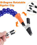 Pro Soldering Helping Hands Clamp Stand With Flexible Gooseneck Arms And 5 Rotatable Alligator Clips showing rotatable clip in use
