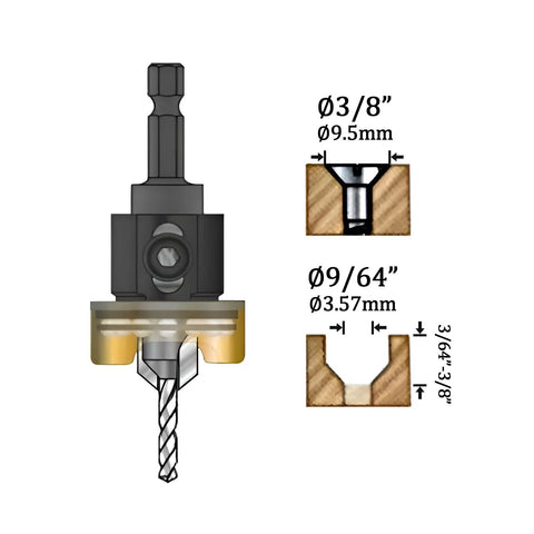 Pro Grade Built To Last Adjustable Depth Stop Countersink Drill Bit Set Carbide Tipped For Clean Countersinks 82 Degree Head