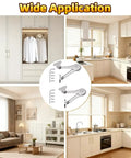 Solid Steel Cabinet Lid Support Hinges Two Pack Heavy Duty Folding Door Stays Zinc Coated Finish shown in various kitchen settings.