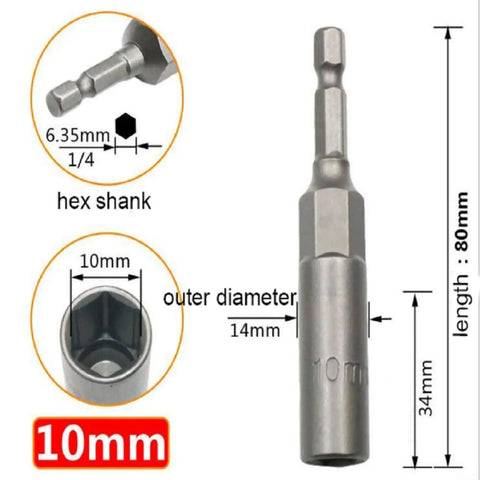 Evenoonest 8 Pc Deep Reach Socket Adapter Kit Made From Hardened Crv Steel With Strong Magnetic Tip For Heavy Duty Screw Removal And Installation Tasks, 10mm 1/4 hex shank