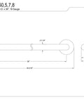 Technical drawing of Oil Rubbed Bronze 36 Inch Grab Bar With 1.25 Inch Grip Heavy Duty 304 Stainless Steel 18 Gauge Corrosion Resistant Rail