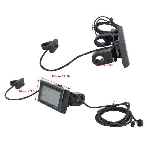 Dope Three Mode Sine Wave Controller Kit With SW900 LCD Display, includes cables and mounting brackets, shown in measurements.