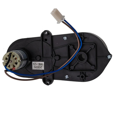 Power Wheels Steering Motor Upgrade Kit 12V Or 24V RS390 5000RPM Gearbox with wiring and connector, top view