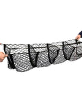 Heavy Duty 110 By 30 Cm Elastic Woven Trunk Cargo Net Secures Your Tesla Cybertruck 2024, shown held by two people.