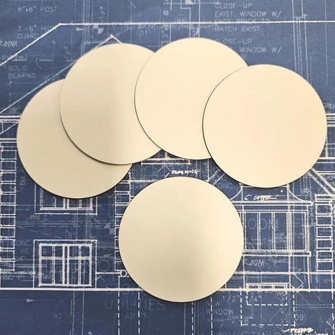 Erasable Tape Measure Scratch Pad 2 Pack Reusable Measurement Note Pad Peel and Stick Jobsite Tough Made in USA for Construction Woodworking Carpentry DIY Projects, five round pads