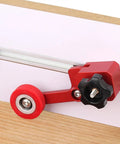 Dang Tough Bearing Roller Featherboards Precision Stock Guides Feed Steady On Table Saw Router And Band Saw Top Shelf Aluminum Woodworking Safety Accessory In Bold Red with red roller and knob detail.