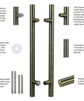 Heavy Duty 47 Inch Push Pull Door Handle In Antique Bronze, Real SUS 304 Stainless Steel With Solid Standoffs For Front Doors, Barn Doors, And Glass Shower Doors, Built Tough, Easy Install, Built To Last. Detail view of SUS 304 standoffs and screws