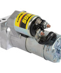 Gritty Lightweight Mini Starter Built For Small Block And Big Block Chevy Motors With Zero Fuss Straight Bolt On Mount close up view.
