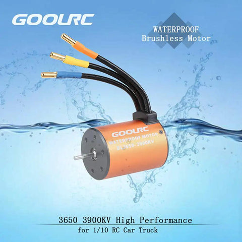 Waterproof 3650 3900KV Brushless Motor With 60A ESC Combo Set for 1/10 RC Cars and Trucks on blue background