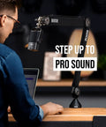 NT-USB Mini Condenser USB Microphone For Podcasting, Streaming, Gaming And Music Production With Warmth And Presence on desk arm