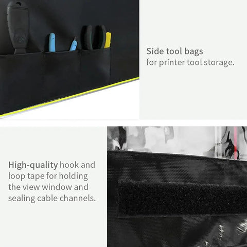 3D Printer Enclosure With Constant Temperature LED Lighting Soundproof Dustproof Heating Tent tool storage pockets
