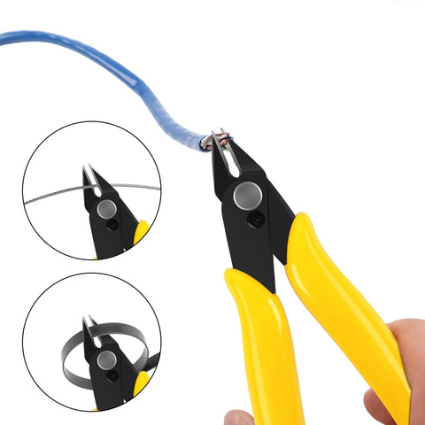 Five-piece HongWay micro flush cutters with yellow handles, 5-inch diagonal wire cutters for electronics