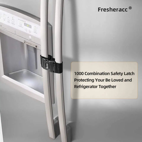 No Drill No Screw No Adhesive Fridge Lock For Kids on stainless steel French door refrigerator