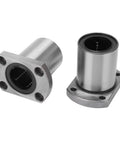 Flange linear bearings (2 pcs) in steel with four-bolt mounting flanges and cylindrical bores