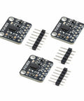 Three VL6180X ToF Laser Distance Sensor Modules With I2C Interface 2.6 to 3.5 V Power Short Range Proximity And Absolute Distance Up To 200 Mm Great For Robotics Makers And Hobby Electronics Nerds, shown with header pins