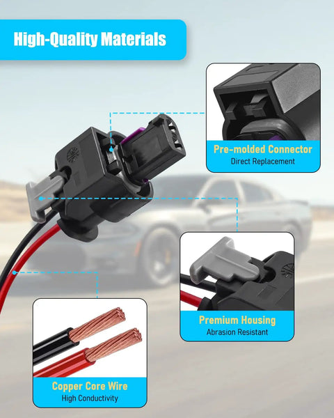 Dodge Charger Side Marker Light Pigtail Connector Wire Harness 2015 to 2023 with copper core wiring and premium housing.
