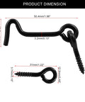 Heavy Duty 2 Inch Black Hook And Eye Latches, 6 Pack Cabinet Door Hardware dimensions showing 50.4x18.7mm and 31x12.3mm sizes.