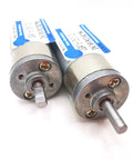 Smooth Operator DC Gearmotor For Diy Builds And Rc Car Mods Featuring Planetary Speed Reducer Cw Ccw Toggle Switch 6V 12V side view of two gearmotors with metal casing and shafts