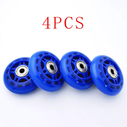 4 Pieces Inline Skate Wheels 70mm with Pre Installed Bearings Blue Durable PU Wear Resistant Replacement