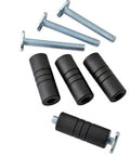 4 Pack 2 Inch T Track Risers for Bench Cookie Plus or Connect Aluminum Adjustable T Track Risers with bolts shown from top angle