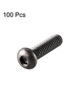 Badass High Strength M2x8mm Button Head Hex Socket Cap Bolts Matte Black 100 Piece Batch displayed individually.