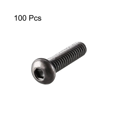 Badass High Strength M2x8mm Button Head Hex Socket Cap Bolts Matte Black 100 Piece Batch displayed individually.