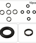Five Sets Pneumatic Socket Retainer Rings With O Ring For Impact Wrench Clip And Seal Kit Fits 3/8 Inch 1/2 Inch 3/4 Inch And 1 Inch Drive Tools Replacement Parts For Air Tools, showing various sized black metal rings and O-rings.