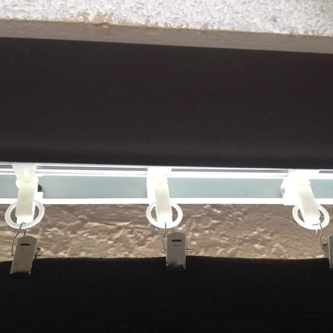 200 Piece Clear Plastic Curtain Rings For Roman Shades And Cafe Blinds Featuring Hardcore Durability installed on window treatment.