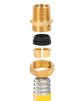 Exploded view of 2 Pack Three Quarter Inch NPT Male Nipple Brass Pipe Fittings Hex Brass Tone Gas Line Adapters