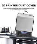 3D printer dust cover in silver protecting Adventurer 5M model, heavy duty waterproof anti static nylon dust cover for 3D printers.