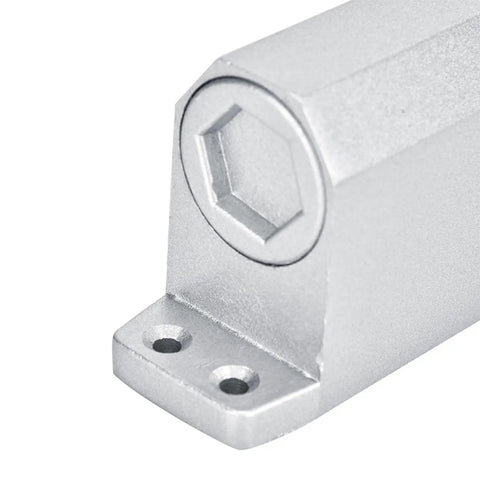 Close-up of Beefy Heavy Duty Fire Rated Overhead Door Closer With Adjustable Closing Speed bolt attachment