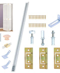 Bifold Closet Door Hardware Kit With 36 Inch Tracks For Two Doors Includes Brackets Pivots And Guide Wheels One Piece Steel Track