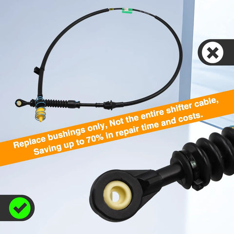 Shift Cable Bushing Kit For Transmission Shifter Linkage TPU Replacement Set 14092 shown with cable close-up