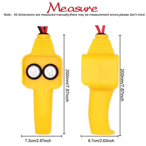 Premium Winch Handheld Control Assembly Replacement Remote Switch for 12V Electric Winches, yellow wired design, dimensions shown.