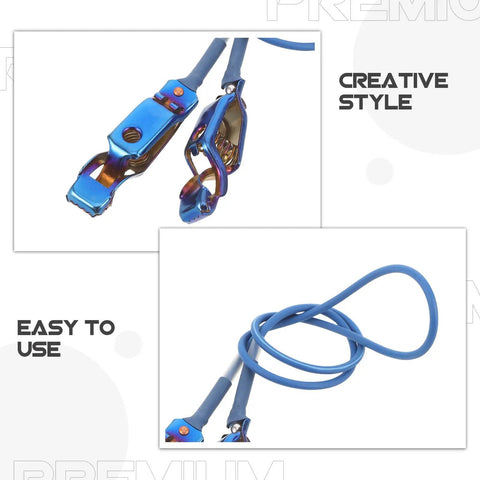 Blue Fencing Foil Cord For Epee Mask With Clamp Clear Body Cable Wire Head Clip shown coiled with clamps visible