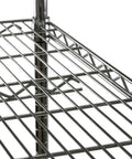 Chrome Wire Shelving Unit 12 Inch Deep By 36 Inch Wide With Two Tier Shelves Heavy Duty Steel Rack Adjustable Posts Each Shelf Up To 500 Lbs NSF Certified For Indoor Dry Storage Garage Ready Pantry Setup, close-up of chrome wire shelf and post
