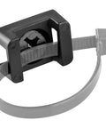 Slim 0.6 Inch Cable Tie Mounts With Screws 100 Pack Black Boss Level Heavy Duty Zip Tie Bases in use, holding a cable securely.