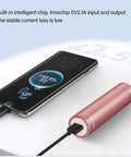 Tool Less Hassle Free Power Bank Kit featuring spring loaded cylindrical holder, aluminum body, charging phone, compact size.