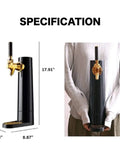 Top Shelf Mini Draft Beer Dispenser With Ultrasonic Fizz Lock Technology, shown held in hands, dimensions 17.91" x 3.33" x 8.87".