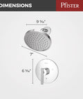 Contempra Shower Trim Kit In Polished Chrome With Rain Spray Pattern Valve Not Included dimensions diagram with measurements