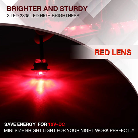 3/4 Inch Mount Amber And Red LED Clearance Bullet Side Marker Lights Pack Of 20 For Trailers, Trucks, RVs, Cars, Buses, And Vans
