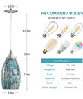 Handblown Blue Art Glass Pendant Light With Brushed Nickel Finish Dope Edison Style Hanging Lamp Adjustable Cord chart